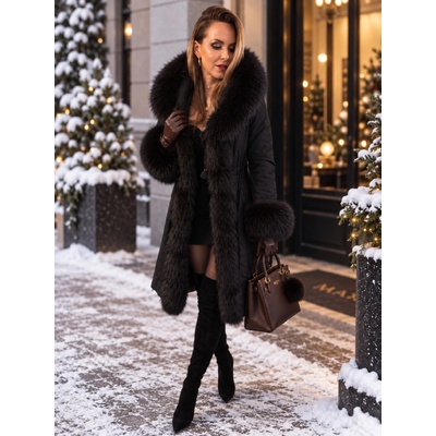 Max Original Leather Textilný kabát s kožušinou ANKARA FUR black