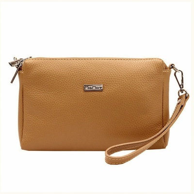 Mia More Malá tříoddílová kožená crossbody kabelka no. 42 hnědá