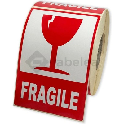 Labelea Samolepiace etikety 80x120 mm FRAGILE, na zásielky, 500 etikiet na rolke EKZ080120KREFR