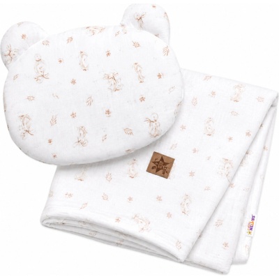 Baby Nellys Mušelínová sada GOOSE Teddy 2D bílá Husičky