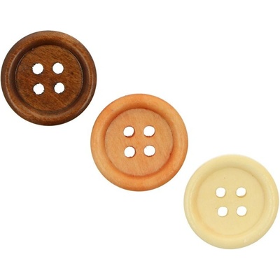 Ideal okrúhle drevené gombíky 20 mm rôzne farby 10 kusov