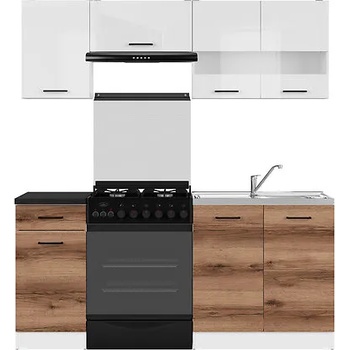 Image 1 of Black Red White Кухня Junona Line - 180 см. - бял гланц / тъмен дъб делано (K24-JUNONA_MODUL/180-BI/BIP/DDC/LMC)