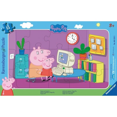 Ravensburger Frame Peppa Pig: Peppa na počítači 15 dílků