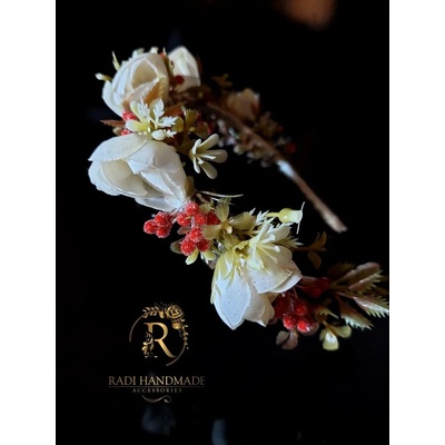 Radi handmade Диадема за коса с бели рози изкуствени цветя (461)
