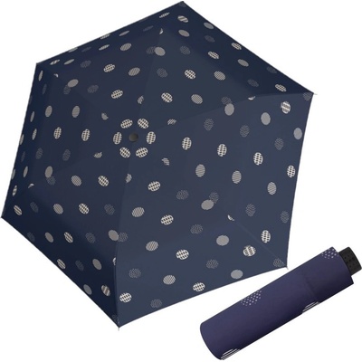 DOPPLER Fiber Havanna Timeless Blue Dots - dámský skládací deštník béžová 722365T01