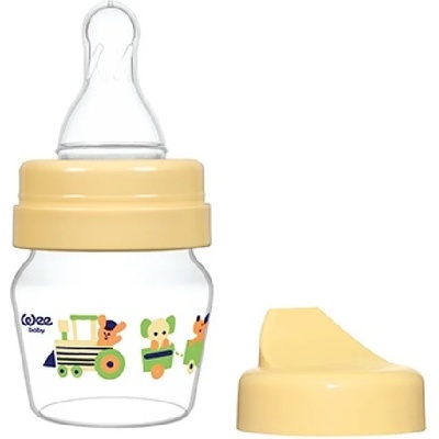 Wee Baby Стъклено шише Wee Baby Mini, с 2 накрайника, 30 ml, жълто (792)