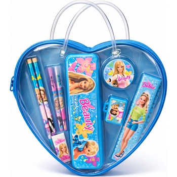 Ученически комплект Barbie в сърцевидна чантичка 7 части