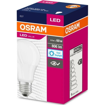 Osram Žiarovka LED FR 060 ean6873 non-dim, 8W/865 E27 6500K Value CLASSIC A