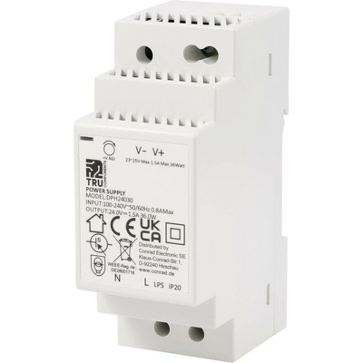 TRU COMPONENTS TC-10580812 síťový zdroj na DIN lištu 24 V/DC 1.5 A 36 W Počet výstupů:1 x Obsah 1 ks
