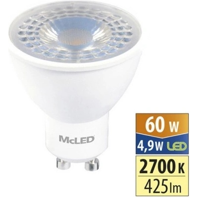 McLED LED žárovka GU10 4,9W 60W teplá bílá 2700K , reflektor 38°