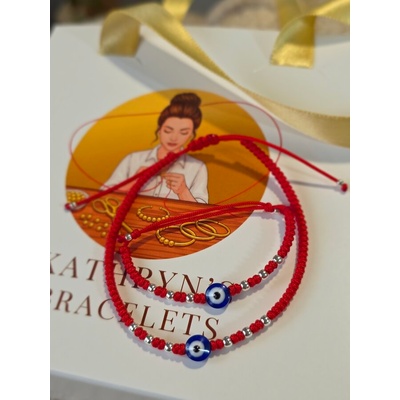 Kathryn' s bracelets Синьо око с червен конец Мама и Бебе (КМБО)