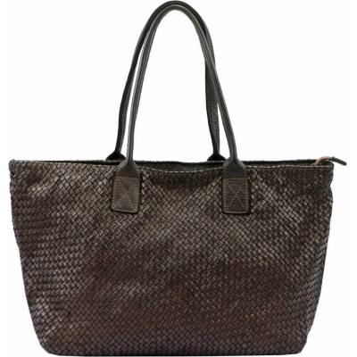 Dámska kožená kabelka VS 010 Shopperbag Dark Brown so zlatým kovaním a odnímateľným popruhom