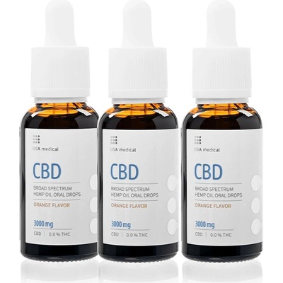 USA medical Oral Drops 3000 mg CBD olej 30 ml x 3 ks