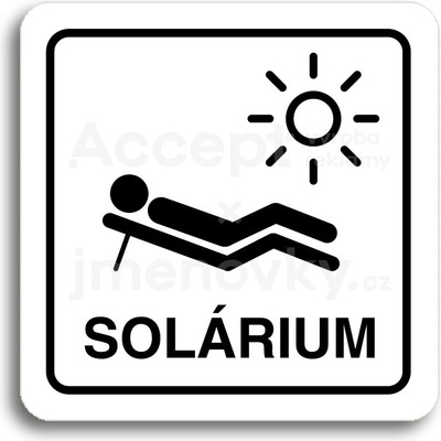 ACCEPT Piktogram solárium V - bílá tabulka - černý tisk