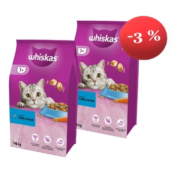 Whiskas Adult 2x14кг - суха храна за възрастни котки, с вкусна риба тон