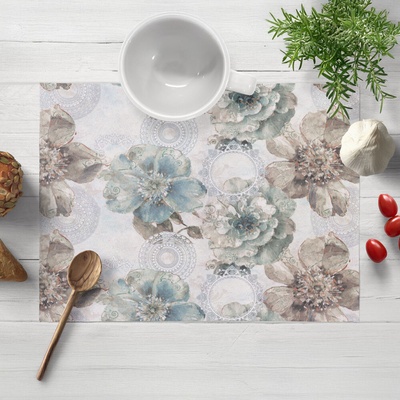 Biante Dekoračné prestieranie PML-052 Tyrkysové kvety s orientálnymi kruhmi 30x40cm