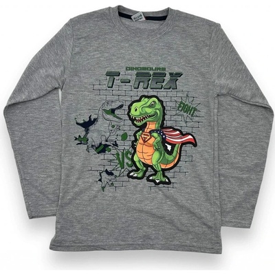 Zeyrek chlapčenské blikající tričko s dlhým rukávom T-REX bílá