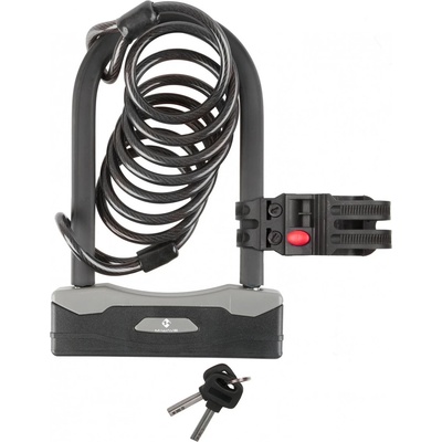 M-Wave U-образен катинар M-wave Bügelschloss mit Spiralgabel B & S Bike lock - Black - размер 8 x 1800 mm Spiralkabel (870-2975-0111)