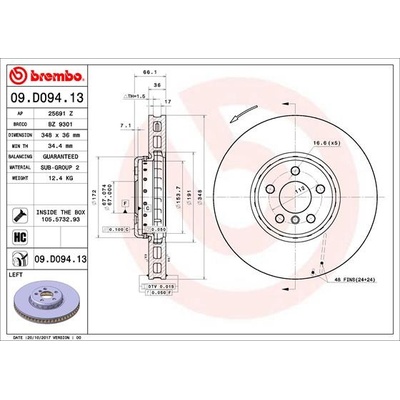 BREMBO Brzdový kotúč 09D09413
