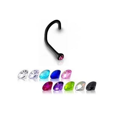 Šperky4U zahnutý piercing do nosu kamínek N01054-LB