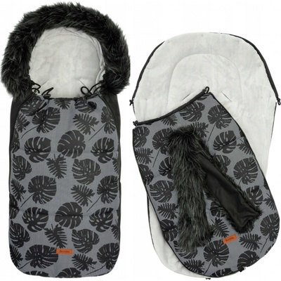 Sensillo do kočíka OLAF 100 x 45 cm Monstera sivý