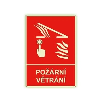 Požární větrání s textem - fotoluminiscenční tabulka s dírkami, plast 2 mm 148x210 mm
