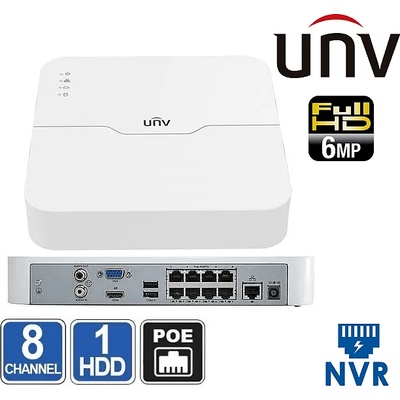 Uniview PoE комутатор с 8 порта UNIVIEW NVR301-08LS2-P8 6MP + 8 PoE port (NVR301-08LS2-P8)