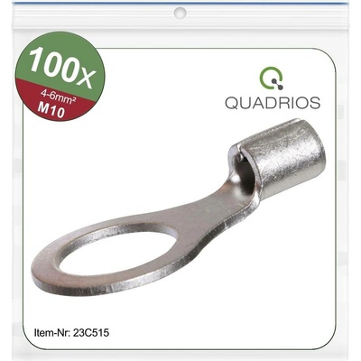 Quadrios 23C515 guľaté káblové oko Prierez=6 mm² Ø otvoru=10.5 mm neizolované 100 ks