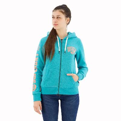 Блуза Superdry Super Athletic Graphic full zip sweatshirt - Green (Aqua Shore Turqoise Marl)