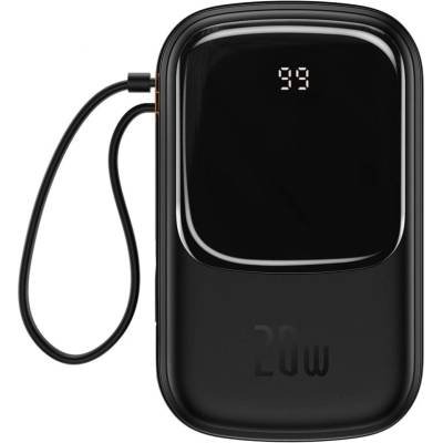 Baseus Преносима батерия Baseus Qpow, с бързо зареждане, 20000mAh, 20W, QC/PD/SCP/FC, P с вграден Lightning кабел, Черен (PPQD060201)