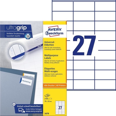Avery Zweckform Etikety 100 listů A4 bílé 70 x 32 mm univerzální 3479