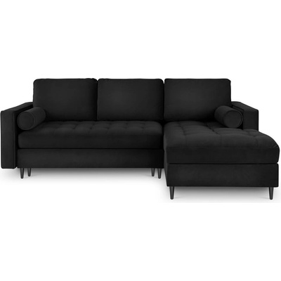Milo Casa Черен кадифен ъглов разтегателен диван , десен ъгъл Santo - Milo Casa (MIL_RCF_44_A3_SANTO8)
