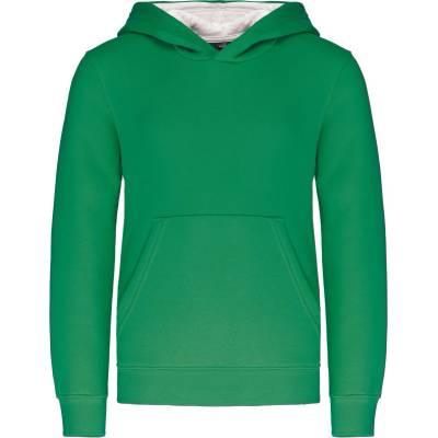 Kariban K453 detská kontrastná mikina s kapucňou light kelly green/white