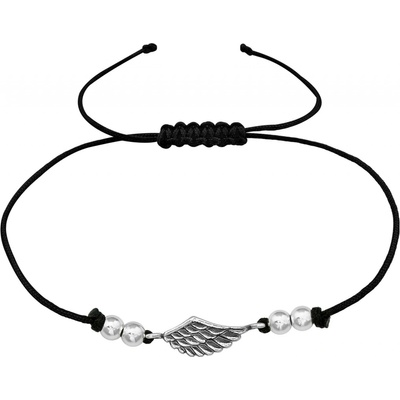 Majya náramek černý s přívěskem KŔÍDLO 10589