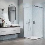 Radaway Комплект душ кабина Alienta D 100x80 см, бяло душ корито Laros D Compact и хромиран сифон за душ корито (202305)