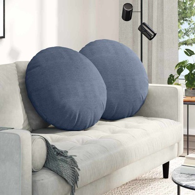 vidaXL Възглавници за седалки 2 pcs Синьо Ø 80 cm Кордюрова тъкан (42014263)
