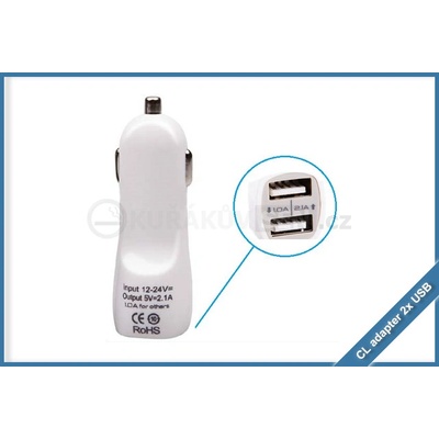 CL adapter pro elektronickou cigaretu 2xUSB White
