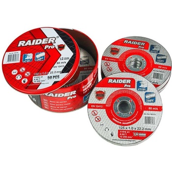 Raider Диск за рязане на метал, 125x1.0x22.2 мм, RAIDER, 50 бр. в кутия (160160)