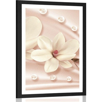 Plakát s paspartou luxusní magnolie - 30x45 black