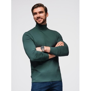 Ombre Clothing Мъжка поло от рипс с дълъг ръкав - тъмно зелена V7 OM-OM-LSCL-0130 Ombre Clothing Ombre Clothing | Zelen | МЪЖЕ | L