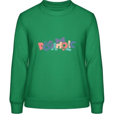 AWDis Sweat mikina Psí dizajn s nápisom DOGAHOLIC čistá zelená