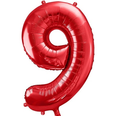 PartyDeco Balónek fóliový číslo 9 červené 85 cm