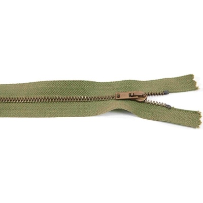 Nedeliteľný kovový starokovový zips č.3 viac farieb - dĺžka (10 - 20 cm) 20 cm Khaki zelená
