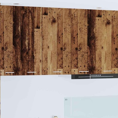 vidaXL Висящ шкаф с врата Стара дървесина и бяло 40 x 31 x 80 см (884264)