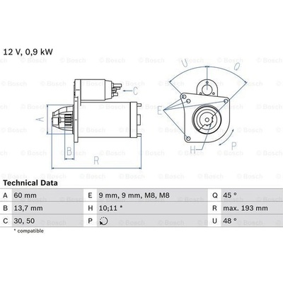 BOSCH Startér 0986021970
