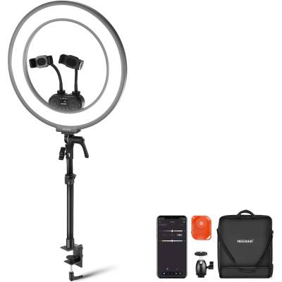 NEEWER RL45B 18" Ring Light Desk Edge Lit Ring Light for Cell Phone, Camera, Laptop, LED Lighting Set, Phone Holder, Table Stand, Ball Head Mount, Webcam, Zoom Call, Streaming, Selfie - B0DMNP38V6