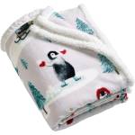Catherine Lansfield Бяло одеяло с коледен мотив 170x130 cm Christmas Sherpa Penguins - Catherine Lansfield (DS/61967/W/130170/NT)