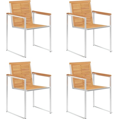 vidaXL Градински столове 4 бр тиково дърво масив и неръждаема стомана (3078551)