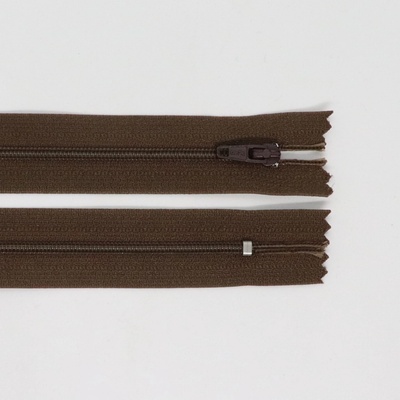 Spirálový zip, šíře 3 mm, délka 60 cm, hnědá