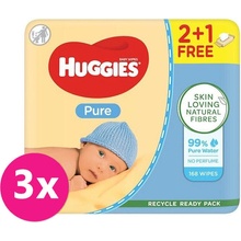 HUGGIES Vlhčené obrúsky Pure Triplo 3 x 56 ks